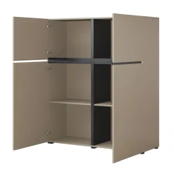 Credenza alta 120x139h cm 4 ante moderna tortora nero Lolla