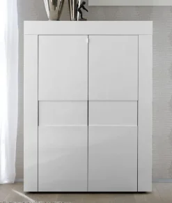 Credenza alta 92x125h cm 2 ante moderna bianco laccato lucido Easy