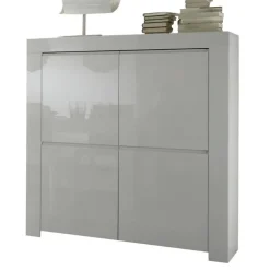 Credenza alta 119x140h cm 4 ante moderna bianco lucido Essential