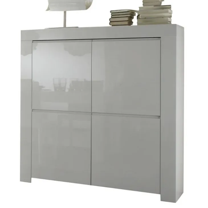 Credenza alta 119x140h cm 4 ante moderna bianco lucido Essential