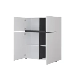 Credenza alta 120x139h cm 4 ante moderna bianco opaco nero Lolla