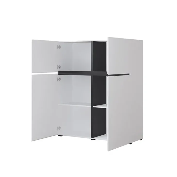 Credenza alta 120x139h cm 4 ante moderna bianco opaco nero Lolla