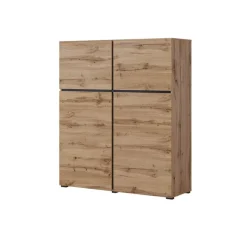 Credenza alta 120x139h cm 4 ante moderna rovere nero Lolla