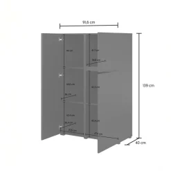 Credenza alta 92x139h cm 3 ante nero Edge
