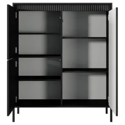 Credenza alta 104x124h cm 3 ante nero opaco cannettato Ciar