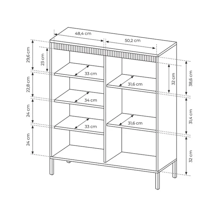 Credenza alta 104x124h cm 3 ante nero opaco cannettato Ciar
