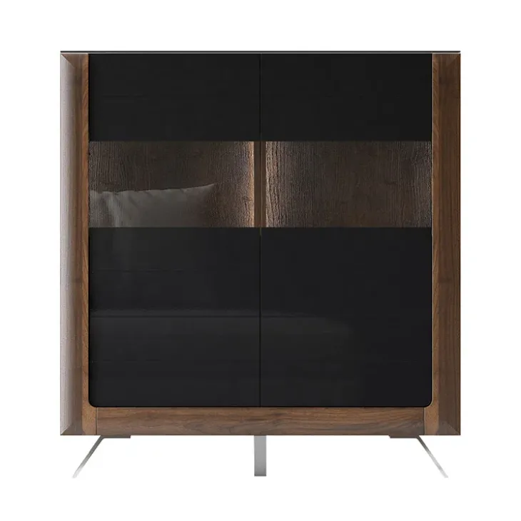 Credenza alta 129x137h cm 2 ante noce nero lucido Jumbo
