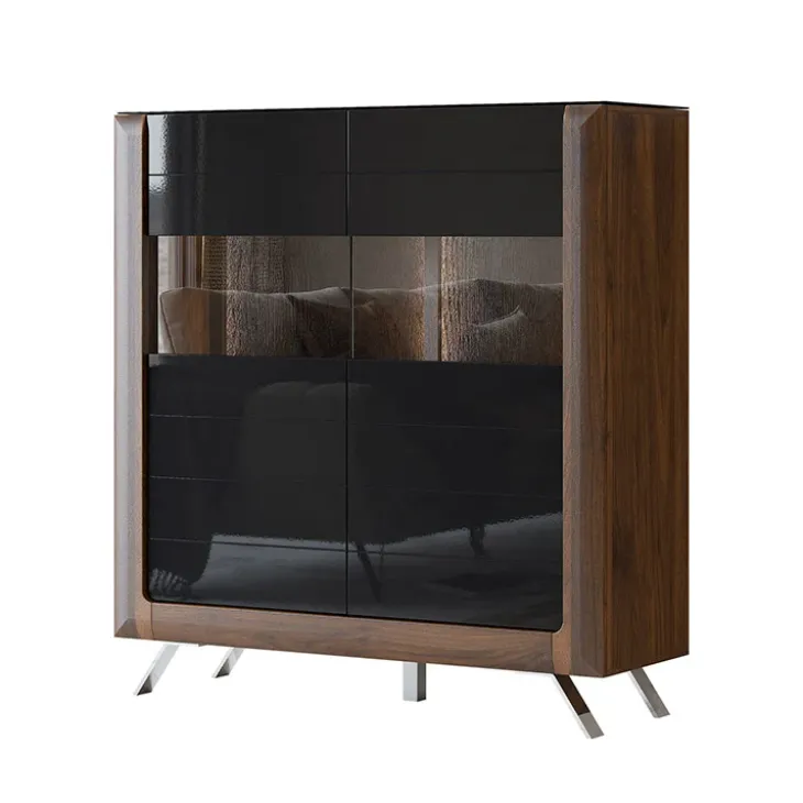 Credenza alta 129x137h cm 2 ante noce nero lucido Jumbo