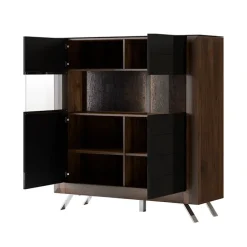 Credenza alta 129x137h cm 2 ante noce nero lucido Jumbo