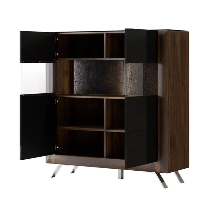 Credenza alta 129x137h cm 2 ante noce nero lucido Jumbo