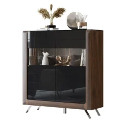 Credenza alta 129x137h cm 2 ante noce nero lucido Jumbo
