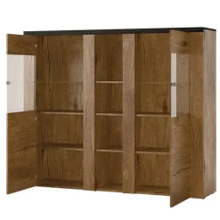 Credenza alta 155x130h cm 2 ante quercia rovere grigio Paloma 2