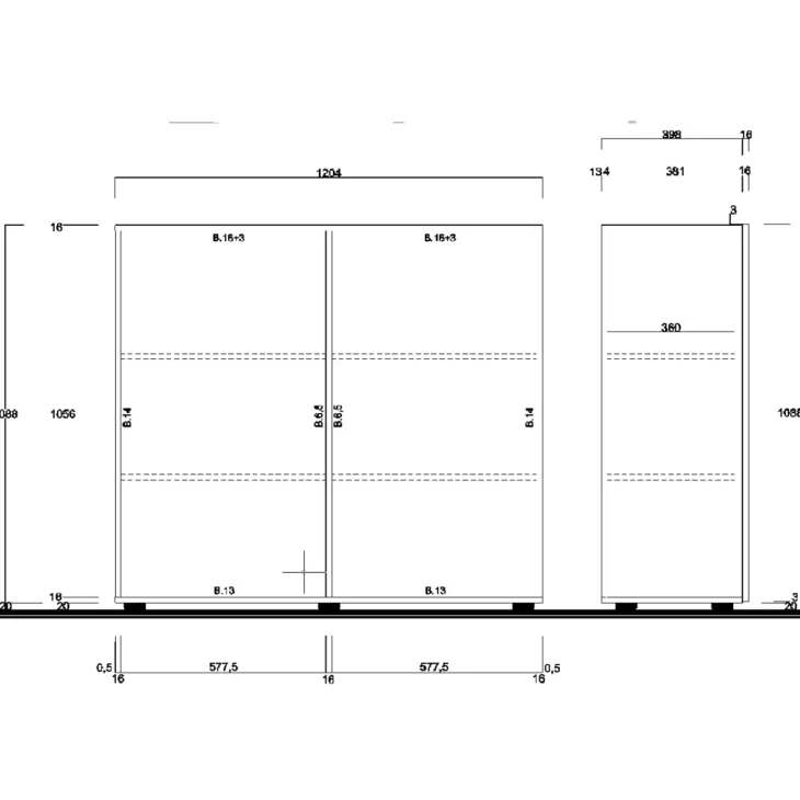 Credenza alta 121x111h cm 2 ante rovere samoa con serigrafia Paradise