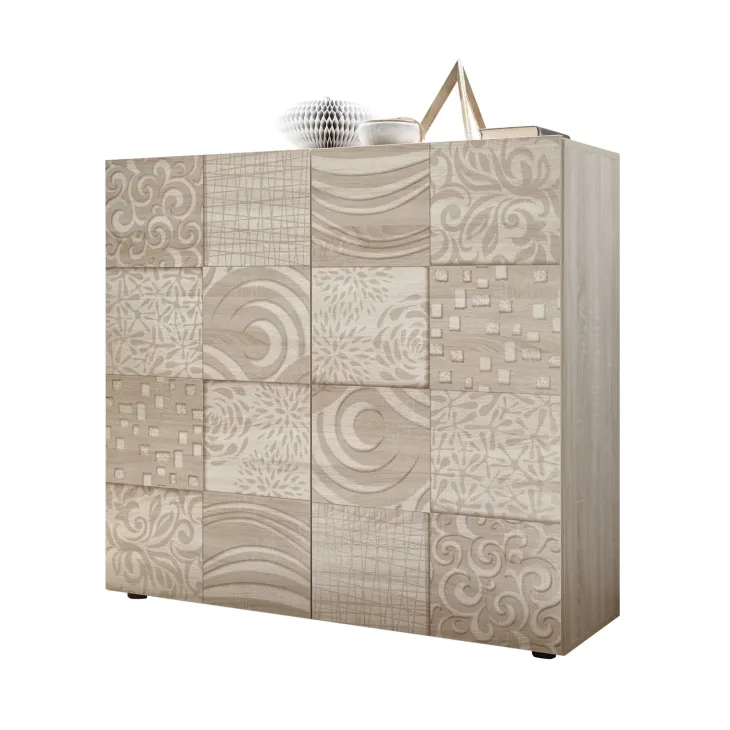 Credenza alta 121x111h cm 2 ante rovere samoa con serigrafia Paradise