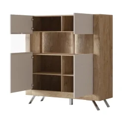 Credenza alta 129x137h cm 2 ante rovere tortora lucido Jumbo
