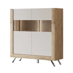 Credenza alta 129x137h cm 2 ante rovere tortora lucido Jumbo