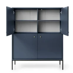 Credenza alta 104x125h cm 4 ante soggiorno blu notte Glory