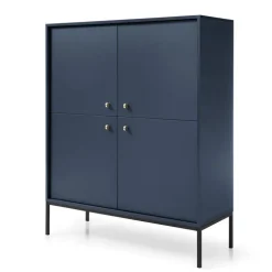 Credenza alta 104x125h cm 4 ante soggiorno blu notte Glory