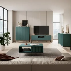 Credenza alta 104x125h cm 2 ante soggiorno verde Alisa