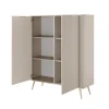 Credenza alta 113x134h cm 2 ante soggiorno beige cannettato Ramis