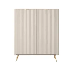Credenza alta 113x134h cm 2 ante soggiorno beige cannettato Ramis