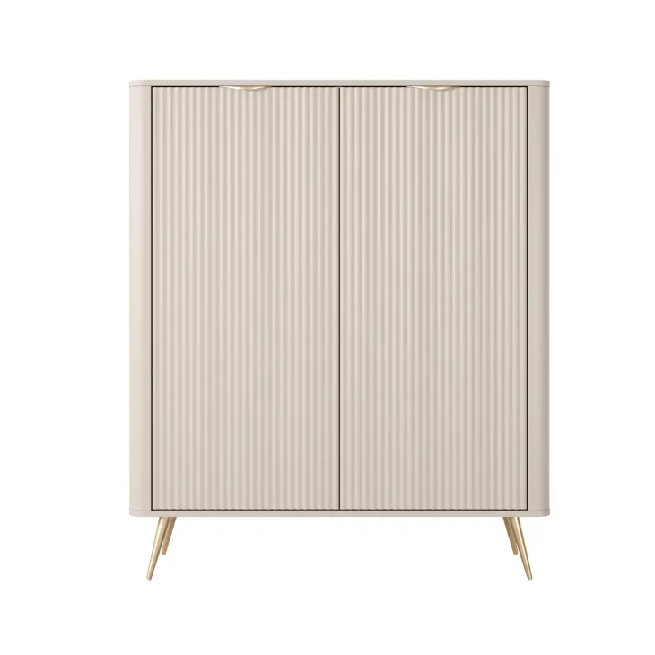 Credenza alta 113x134h cm 2 ante soggiorno beige cannettato Ramis