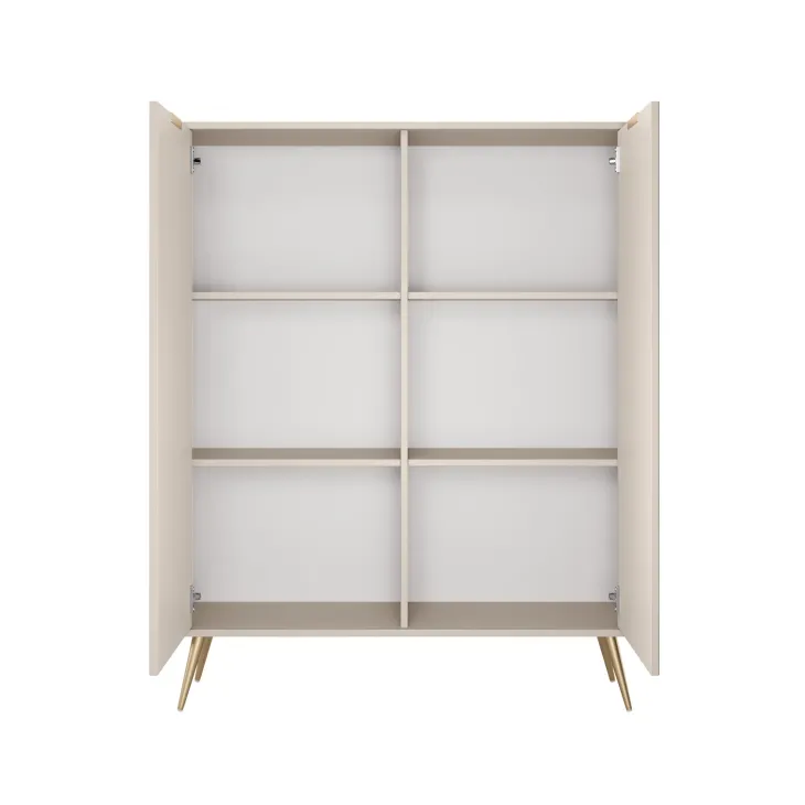 Credenza alta 113x134h cm 2 ante soggiorno beige cannettato Ramis