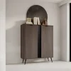 Credenza alta 113x134h cm 2 ante soggiorno wengè nero Vesper
