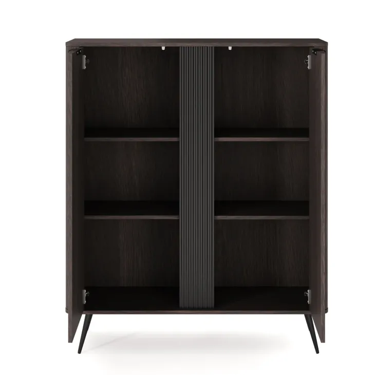 Credenza alta 113x134h cm 2 ante soggiorno wengè nero Vesper