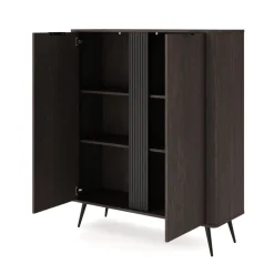 Credenza alta 113x134h cm 2 ante soggiorno wengè nero Vesper