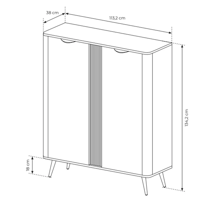 Credenza alta 113x134h cm 2 ante soggiorno wengè nero Vesper