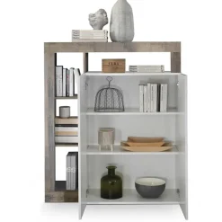 Credenza alta 108x126h cm 2 ante soggiorno bianco lucido pero Invictus