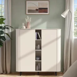Credenza alta 150x154h cm 2 ante 4 vani a giorno beige cashmere Lucrezia