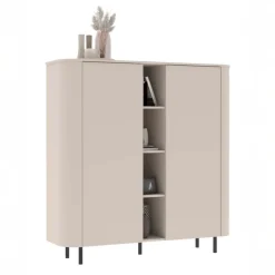 Credenza alta 150x154h cm 2 ante 4 vani a giorno beige cashmere Lucrezia