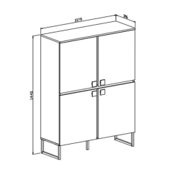 Credenza alta 108x144h cm 4 ante verde salvia scuro rovere Selvia
