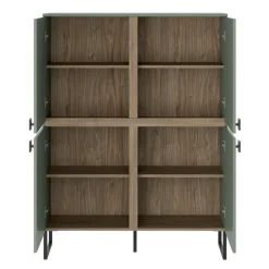 Credenza alta 108x144h cm 4 ante verde salvia scuro rovere Selvia