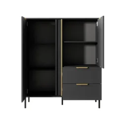 Credenza alta 103x123h cm moderna 2 ante 2 cassetti antracite Nebula