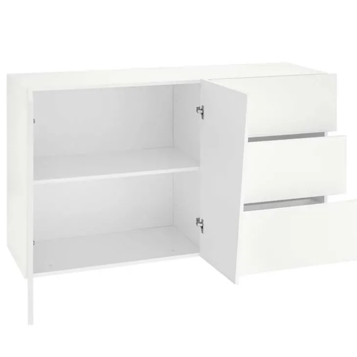 Credenza moderna 140x86h cm 2 ante 3 cassetti bianco lucido Candia Gihome®