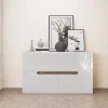 Credenza multiuso 120x78cm 2 ante moderna bianco lucido Biancastagno