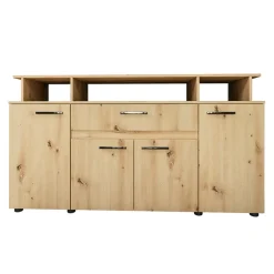 Credenza multiuso 154x85h cm 4 ante cassetto vani a giorno rovere rustico Pippo