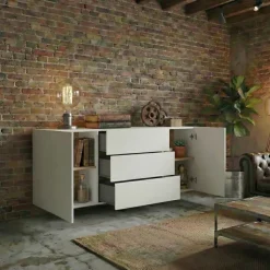 Credenza sospesa 140x63h cm moderna bianca Fusion