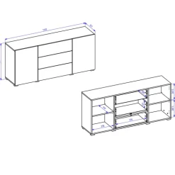 Credenza sospesa 140x63h cm moderna bianca Fusion