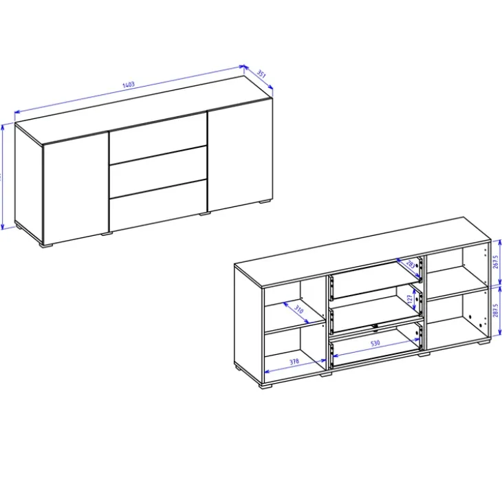 Credenza sospesa 140x63h cm moderna bianca Fusion