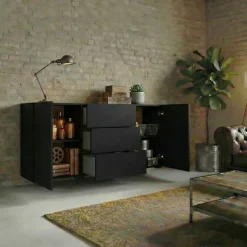 Credenza sospesa 140x63h cm moderna nero Fusion