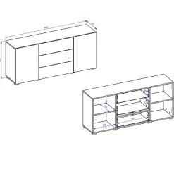 Credenza sospesa 140x63h cm moderna nero Fusion
