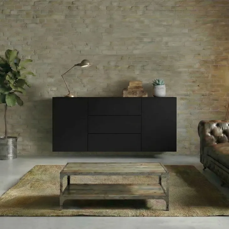 Credenza sospesa 140x63h cm moderna nero Fusion
