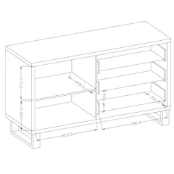 Credenza 144x83h cm 1 anta 3 cassetti moderna quercia nero Petra