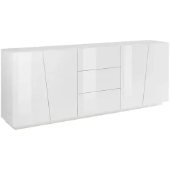 Credenza 220x86h cm 4 ante 3 cassetti bianco lucido Candia Gihome®