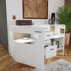 Credenza 180x81h cm 2 ante 4 cassetti bianco lucido Biancaneve