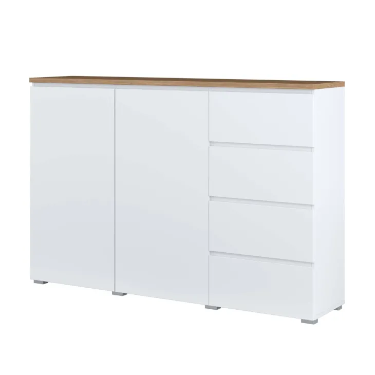 Credenza 150x100h cm 2 ante 4 cassetti bianco rovere Ischia